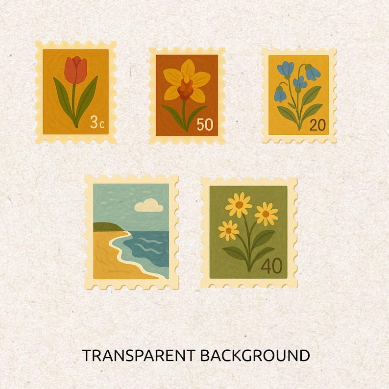 Vintage Postage Stamps Clipart, Retro PNG Ephemera (15 Elements) - Etsy ...
