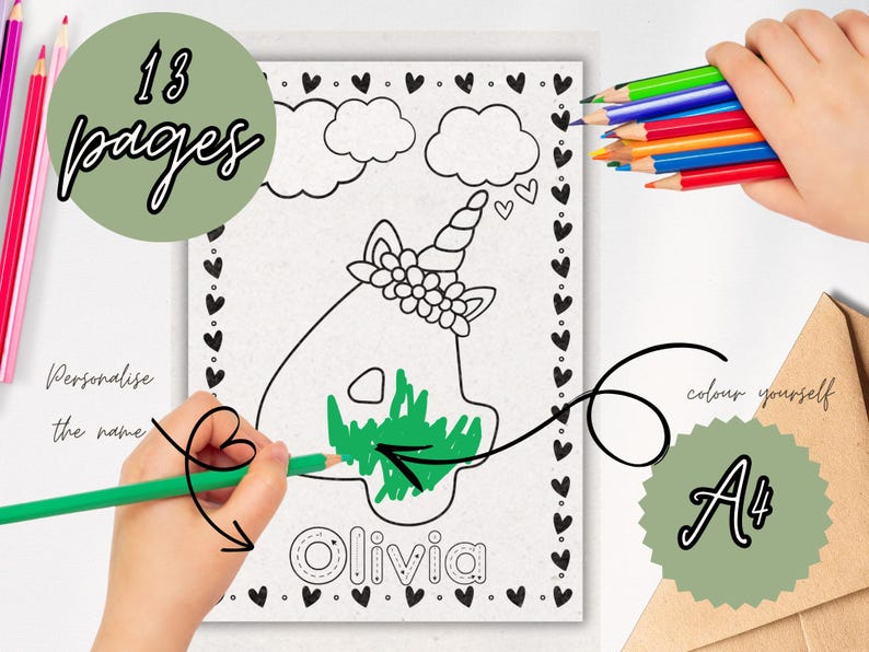 Personalized Unicorn Coloring Pages - Custom Name Printable Activity ...