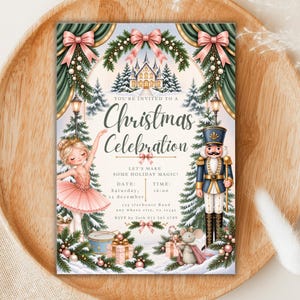 Nussknacker-Einladung, 5x7 Canva-Vorlage | Weihnachtlicher digitaler Download