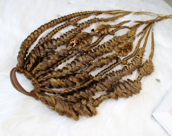 Extensión de cabello vikingo personalizable negro Dreadlock peluca de cola  de caballo rojo oscuro, accesorios del festival medieval Boho extensión de  trenzas gris burdeos -  España