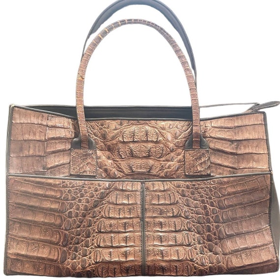 Vintage crocodile Alligator leather tote bag - image 1