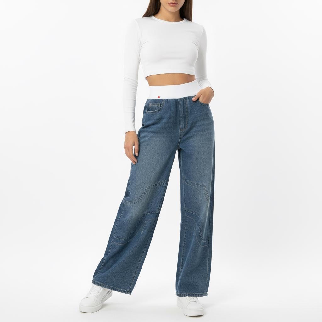 Low classic ブルーワイドレッグデニム LOW CLASSIC Low classic ブルーワイドレッグデニム