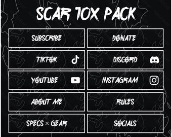 10x Twitch Panels Pack - Black & White | Clean Panels - Instant Download / Ready to Use