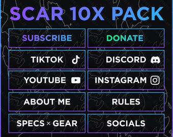 10x Twitch Panels Pack - Purple Blue Glow Panels | Clean Neon Panels - Instant Download / Ready to Use