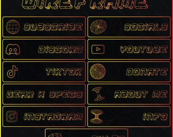 11x Twitch Panels Pack - WIREFRAME | Clean Panels - Instant Download / Ready to Use