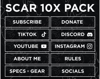 10x Twitch Panels Pack - Black & White | Clean Panels - Instant Download / Ready to Use