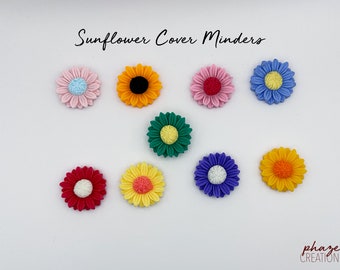 Colorful Sunflower Cover and Needle Minders / Diamond Painting, Cross Stitch, Embroidery Accessory - Magnetic Minder in 9 Beautiful Colors