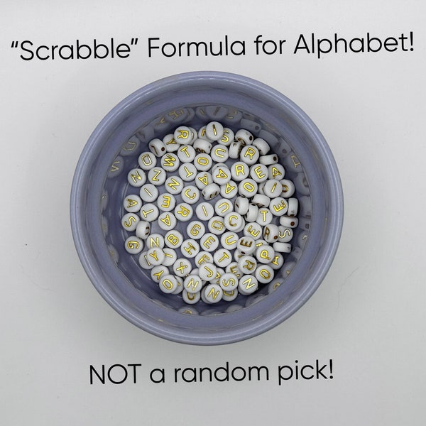 120 Prime Albhabet + Number 6mm Acrylic Beads - "Scrabble" formula for letters (not random) - personalization available