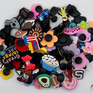 50 - 100 pcs Random PVC Shoe Charms for Crocs, shoes with holes, bracelets with holes; fun, holiday, various shoe buttons
