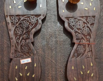 Handcrafted Wooden khadau  slipper with Rubber strip Non-leather Footwear Unique Traditional Heritage Banaras
