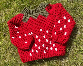 Handmade Kids Strawberry Crochet Jumper