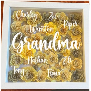 Personalized Wooden Shadow Box with Flowers | Sentimental Gift | Customizable