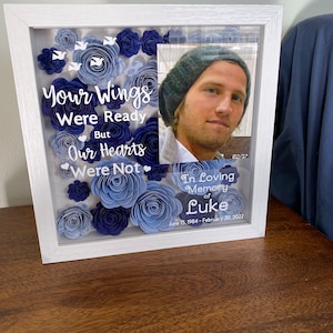 Personalized Bereavement Shadow Box with Handcrafted Paper Flowers | Custom Sympathy Keepsake