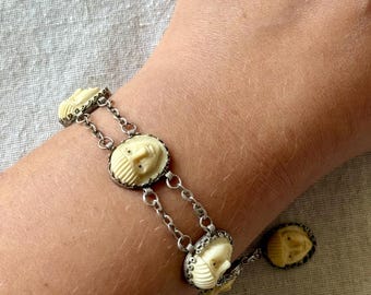 Antique Egyptian Revival Pharaoh Faces Bracelet, c. 1920s