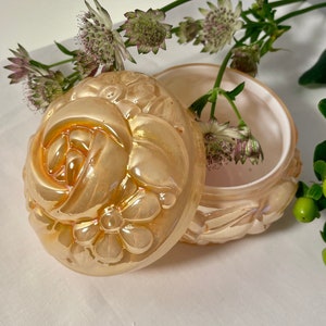 Vintage Pfirsich Lust Karneval Glas Vanity Box