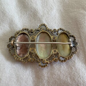 Broche Vintage Fleur Feuille Perles Verre - Métal Doré Texturé - Occasion
