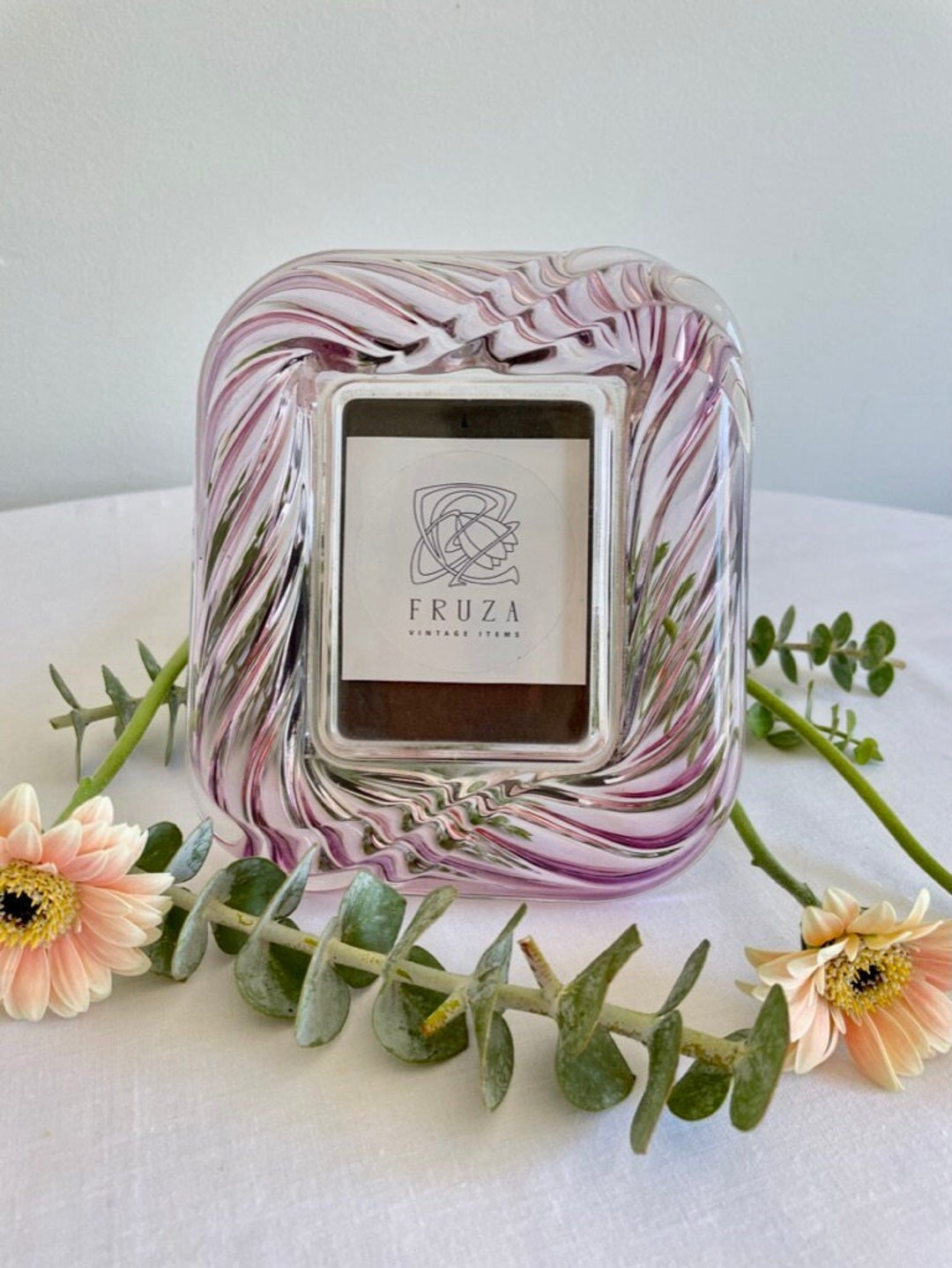 Vintage Mikasa Photo Frame in Pink Glass Etsy