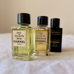 Set of 3 Vintage Chanel perfumes 4ml Miniatures/ Chanel No19/ Chanel Cristalle/ Chanel Antaeus