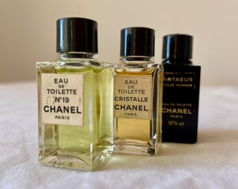 Set von 3 Vintage Chanel Parfüm Miniaturen: No19, Cristalle, Antaeus