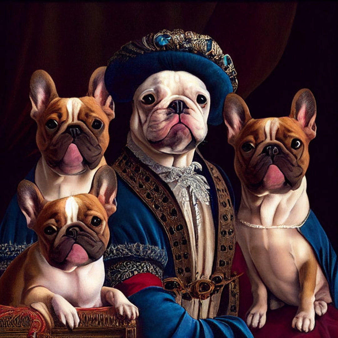 French Bulldog Family Printable Wall Art Dog Art Home Decor Animal Art Fashion Art Classical Art