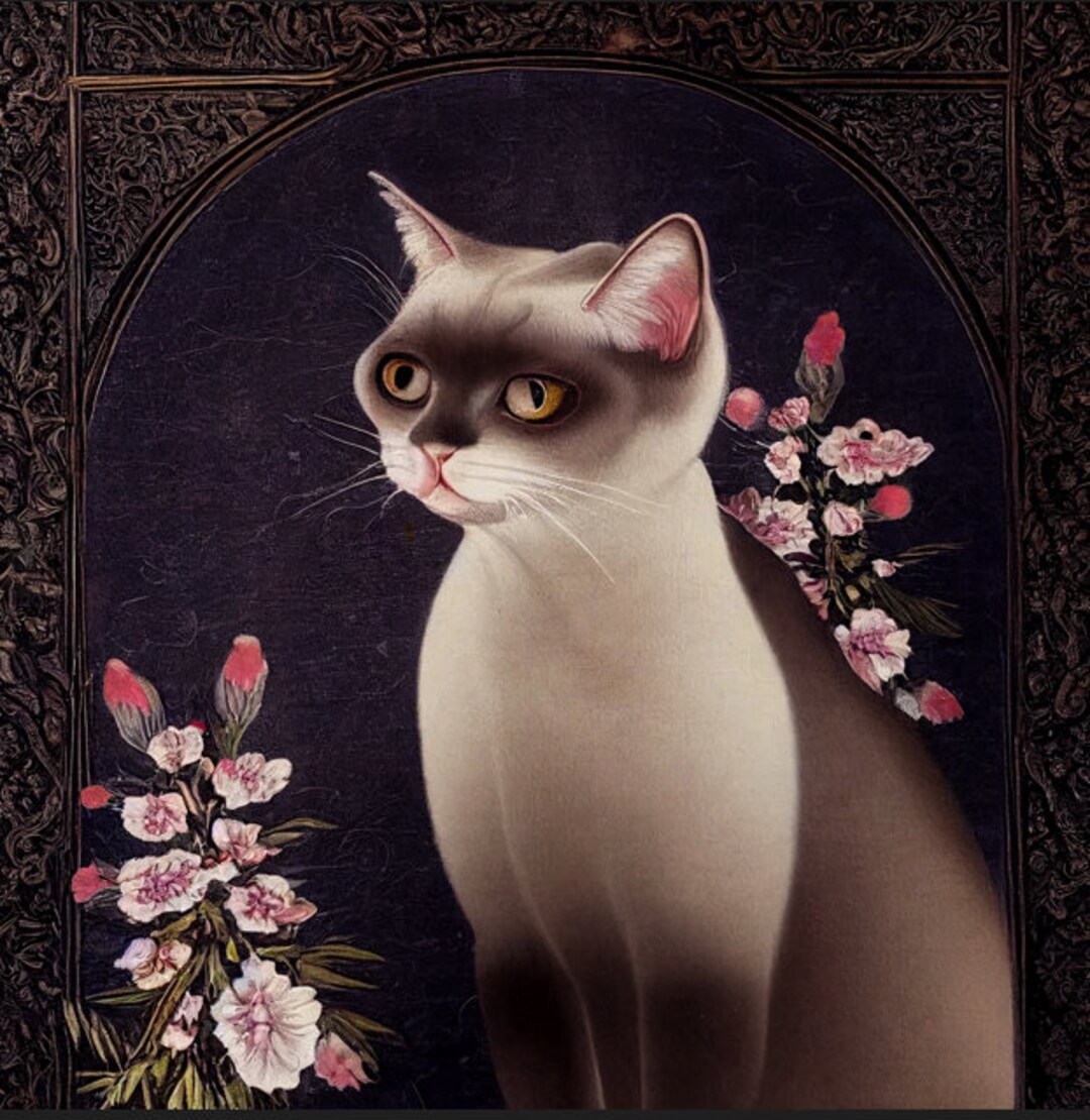 Siamese Cat Wall Art Cat Art Home Decor Animal Art Etsy