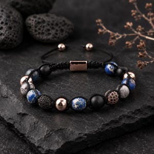 Armband av isländsk lavasten – smycke för koncentration, andlig meditation, unisex armband