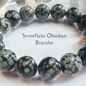 AAA Genuine Snowflake Obsidian Globe Bracelet for Emotional Healing, Balance & Restoration