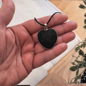 Heart Genuine Iceland Lava Stone Necklace - Natural Lava Stone Necklace with Leather Cord - Essential Oil Diffuser Necklace