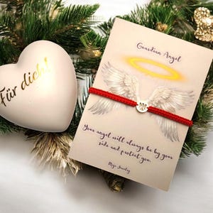 2 bracelets ange gardien personnalisés avec carte postale – cadeau fait main pour votre petite amie, pour Noël ou la Saint-Valentin