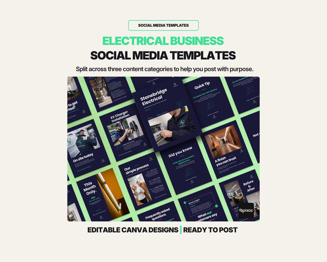 Electrician Social Media Templates | Canva Instagram & Facebook Posts ...