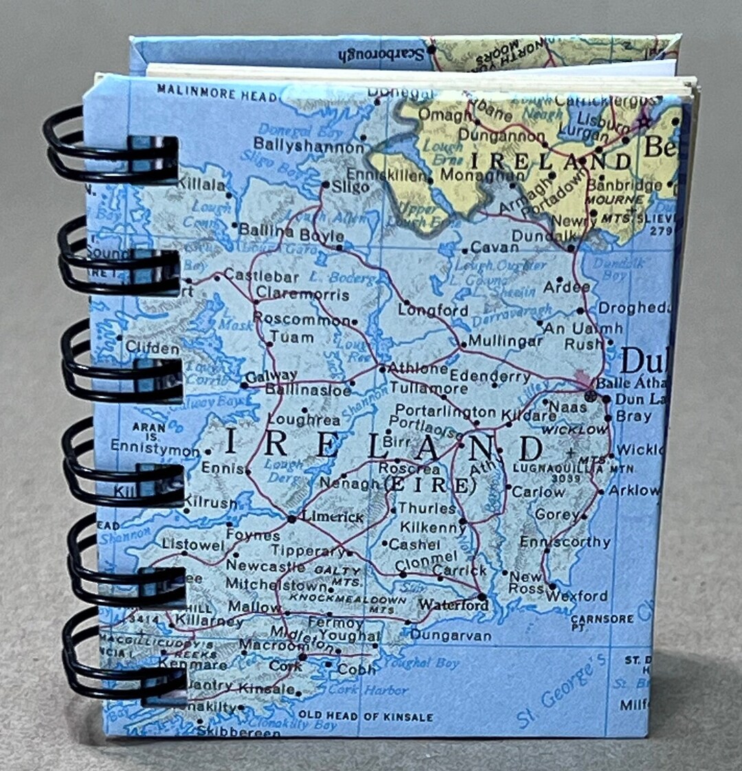 Handmade Notepad With Ireland Map Cover and Wire Binding Etsy