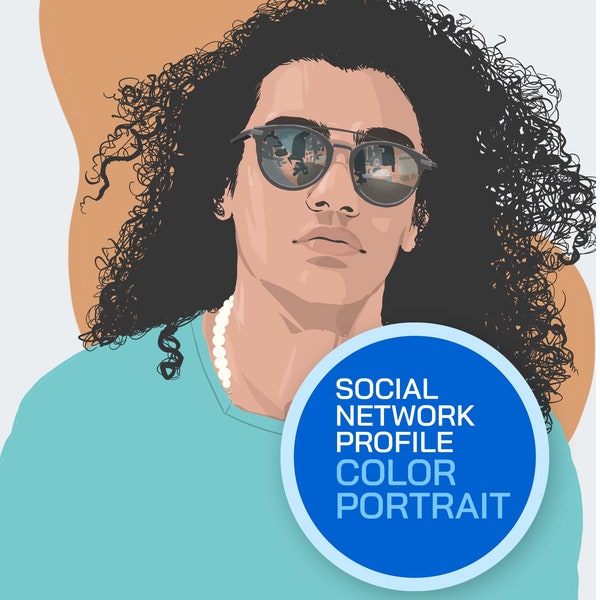 Social network Profile portrait, custom color portrait, digital minimalist portrait, mobile, smartphone contact portrait