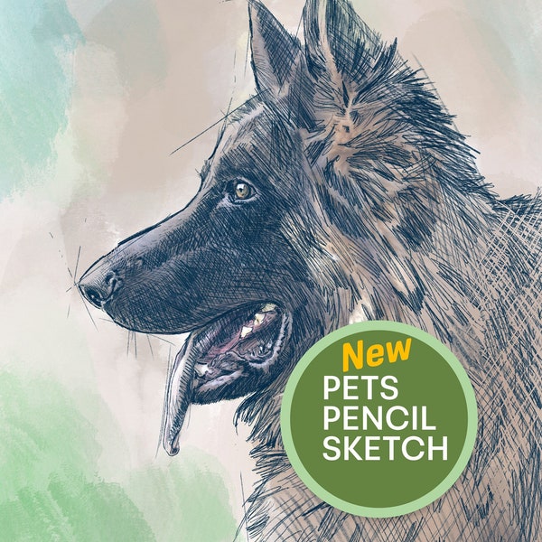 Pets Pencil Sketch digital portraits