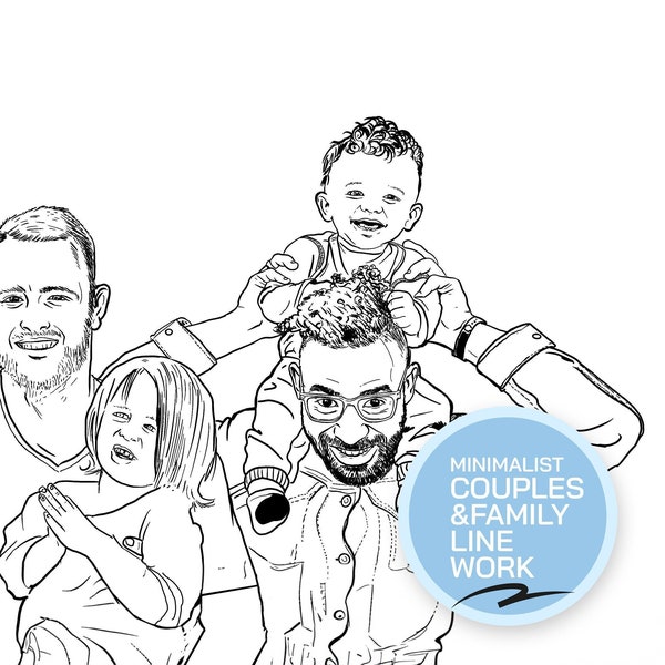 Couples and family Line art digital portraits