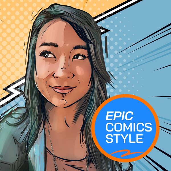 Comics style digital portrait with or without name