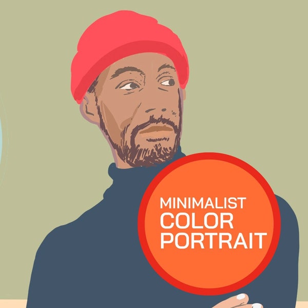 Minimalist digital color portrait, Custom digital portrait