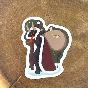 A Krampus Christmas Sticker, Matte Sticker, Waterproof Sticker, Dishwasher Safe, Spooky Chrismtas, Creepy Christmas, Holiday Sticker