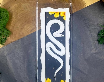 Watercolor White Snake Bookmark, Reptile Bookmark, Animal Bookmark, Watercolor Painting