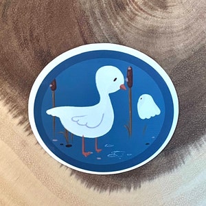 Little Duck Sticker, Matte Sticker, Animal Sticker, Ghost Sticker, Duck Sticker, Dishwasher Safe, Waterproof