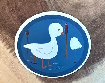 Little Duck Sticker, Matte Sticker, Animal Sticker, Ghost Sticker, Duck Sticker, Dishwasher Safe, Waterproof