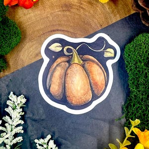 Matte Watercolor Pumpkin Sticker, Waterproof, Dishwasher Safe, Autumn Sticker, Fall Sticker, Food Sticker