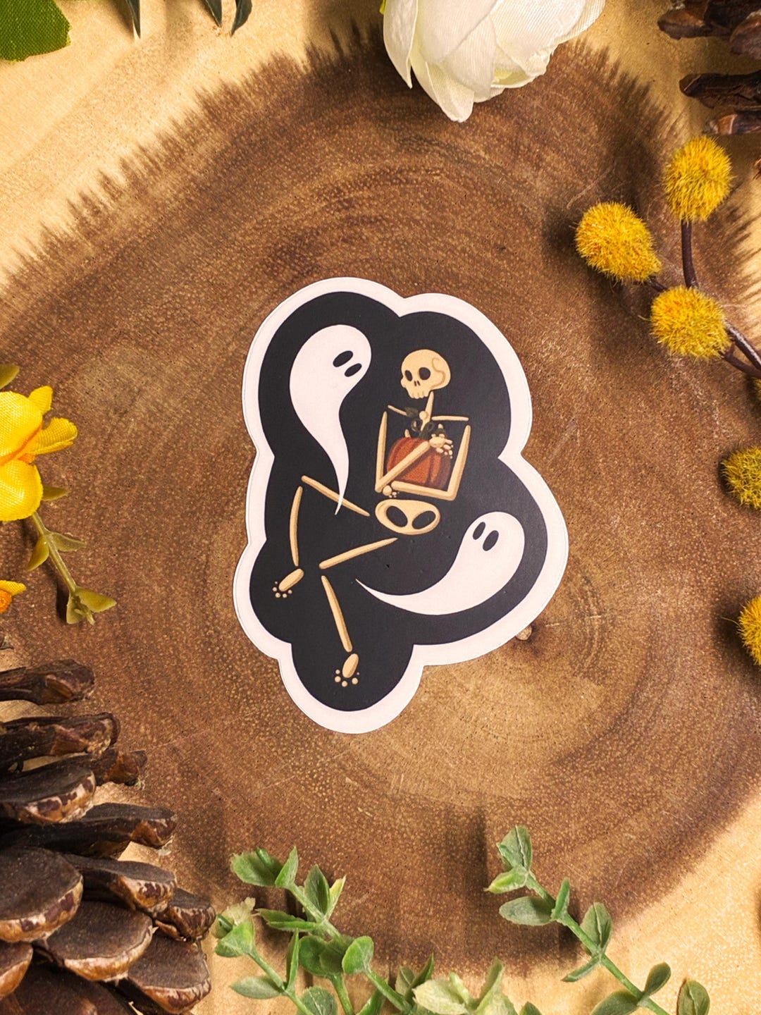Skeleton Shells Sticker Halloween Skeleton Matte Sticker, Dishwasher Safe, Waterproof Sticker ...