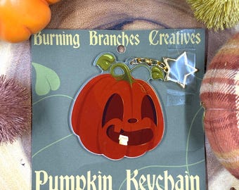 Jack-O-Lantern Acrylic Keychain, Pumpkin Keychain, Halloween Keychain, Fall Keychain, Autumn Keychain, Bag Charm, Bag Accessory