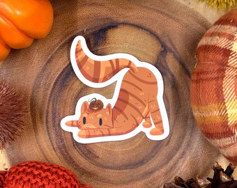 Pumpkin Cat Sticker, Animal Sticker, Waterproof Sticker, Dishwasher Safe, Matte Sticker, Halloween Sticker, Fall Sticker, Autumn Sticker