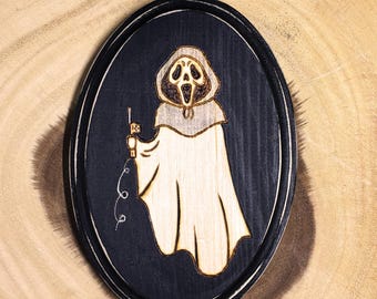 What's Your Favorite Scary Movie Wood Burning, Scream Art, Scary Movie Art, Horror Movie Art, Wall Art, Wall Decor, Halloween Decoration