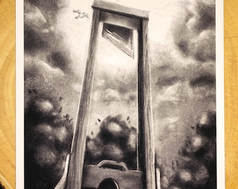 A Beautiful End Charcoal Print, Guillotine Print, Renaissance Drawing