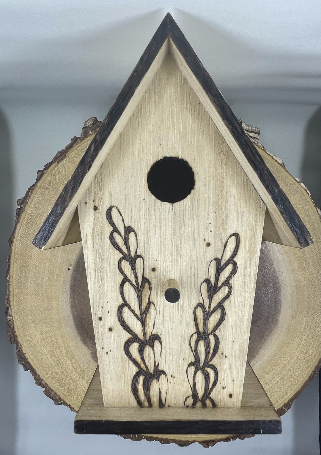 Floral Birdhouse Wooden Birdhouse Wood Burned Birdhouse Etsy