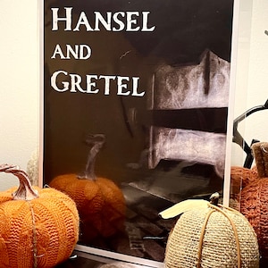 Hansel and Gretel Print, Charcoal Drawing, Charcoal Print, Wall Art, Spooky Art, Brother&#39;s Grimm Fairy Tales