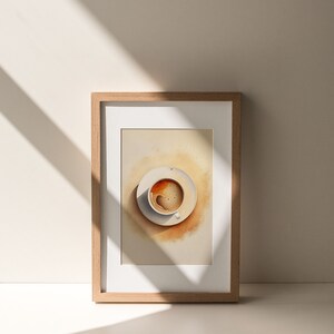 Arte de cafetería, impresión de café, acuarela, pintura inspirada en baristas, decoración de rincón de cocina, inspiración de cafeína, arte de pared moderno, cervecería casera