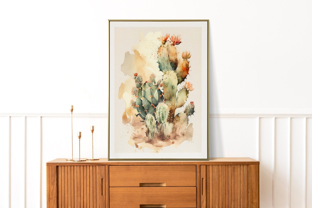 Cactus Watercolor Art Print Decor Cactus Wall Art Print Neutral Tones ...